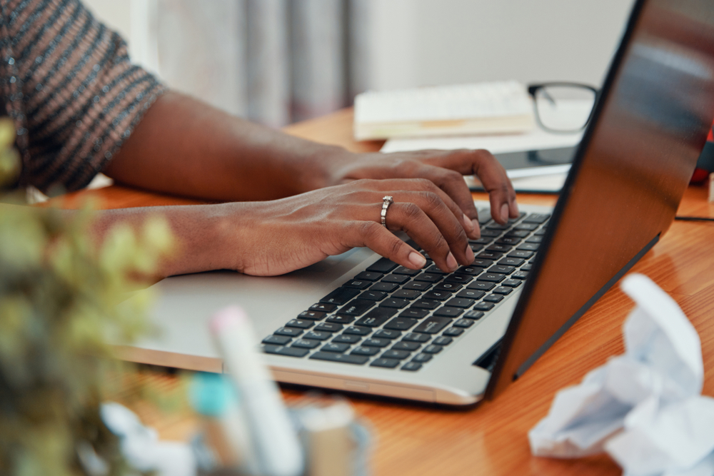 Woman at the computer typing